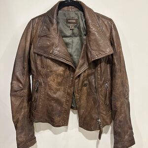 Danier Distressed Brown Leather Jacket
